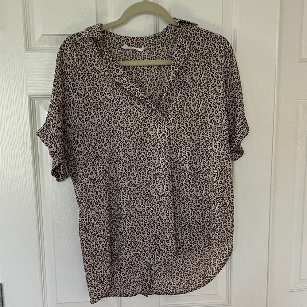 Animal Print Blouse - Black and Cream
